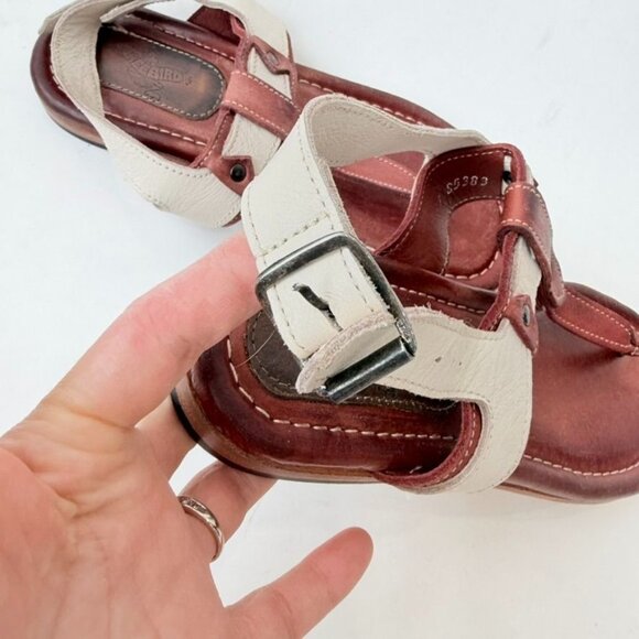 Freebird by Steven Sorrento Leather T-Strap Sandals – Brown/Cream Size 8 - Picture 4 of 9